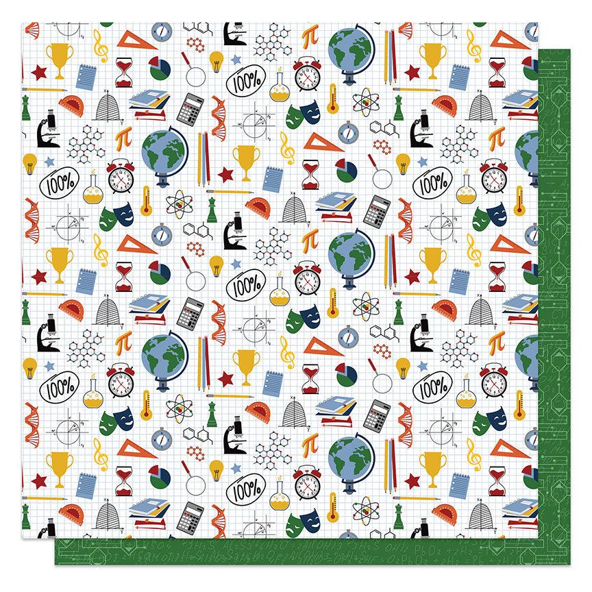 Brainiac Collection Class Schedule 12 x 12 Double-Sided Scrapbook Paper by Photo Play Paper