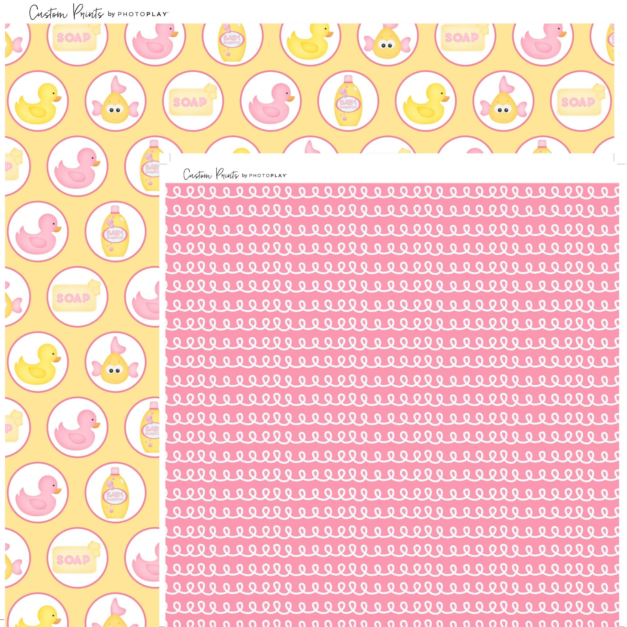 Bathtub Time Girl Collection Bath Tub Friends 12 x 12 Double-Sided Scrapbook Paper by SSC Designs