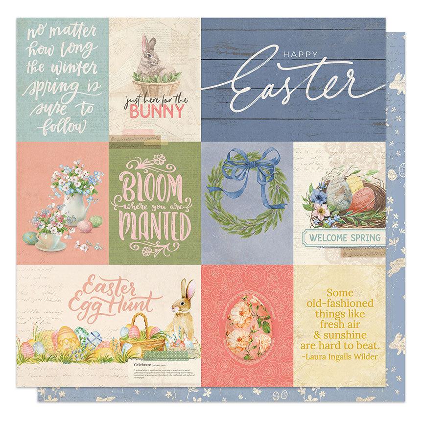 Bunnies and Blooms Collection Bunnies 12 x 12 Double-Sided Scrapbook Paper by Photo Play Paper