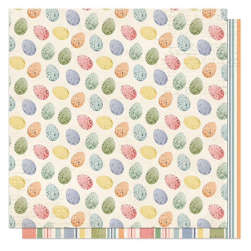 Bunnies and Blooms Collection Easter Egg 12 x 12 Double-Sided Scrapbook Paper by Photo Play Paper