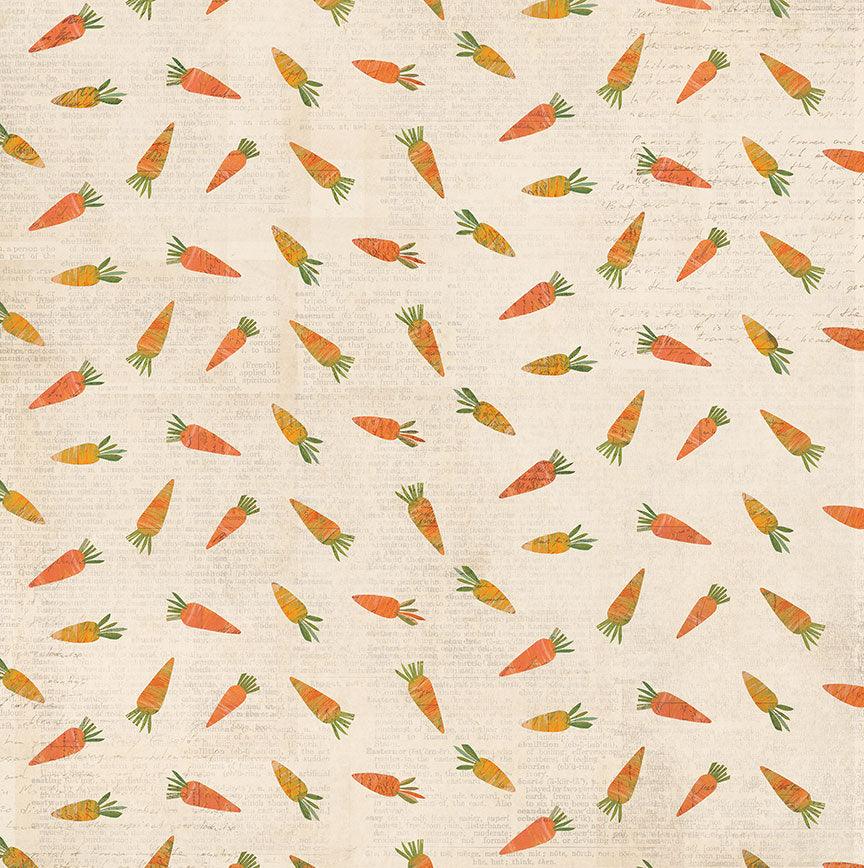 Bunnies and Blooms Collection Spring Carrots 12 x 12 Double-Sided Scrapbook Paper by Photo Play Paper - Scrapbook Supply Companies