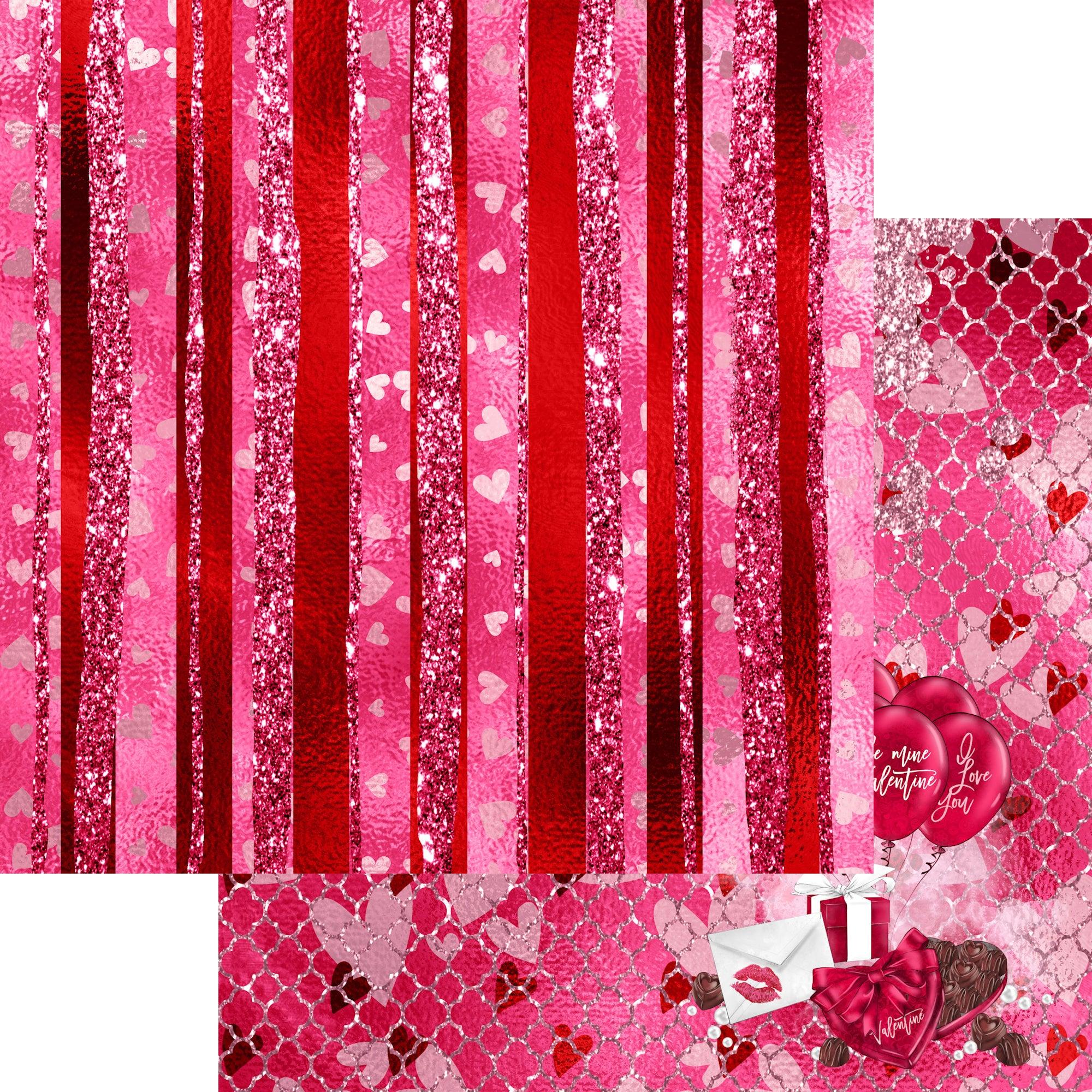 Be Mine Valentine Collection Love, Love, Love 12 x 12 Double-Sided Scrapbook Paper by SSC Designs