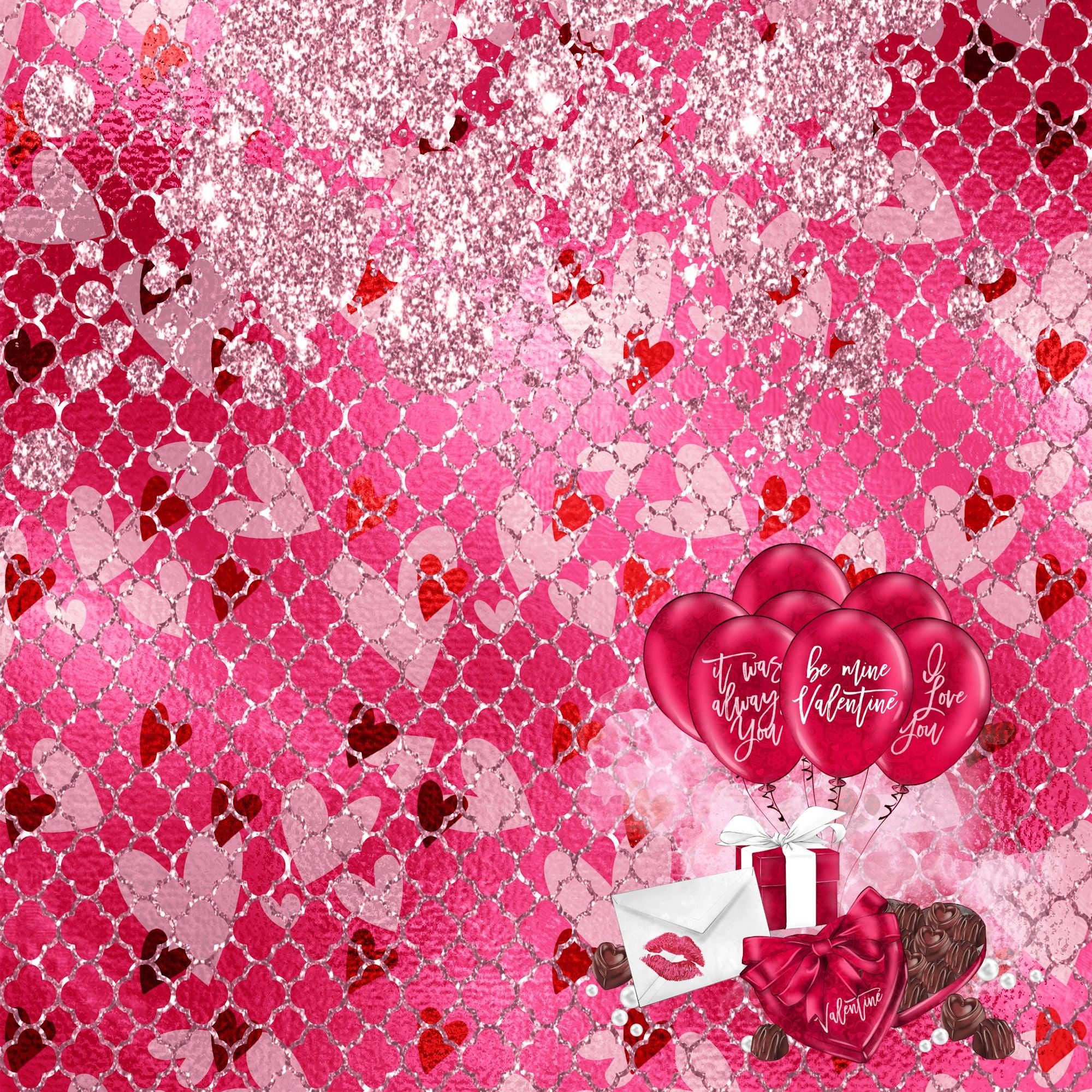 Be Mine Valentine Collection Love, Love, Love 12 x 12 Double-Sided Scrapbook Paper by SSC Designs - Scrapbook Supply Companies