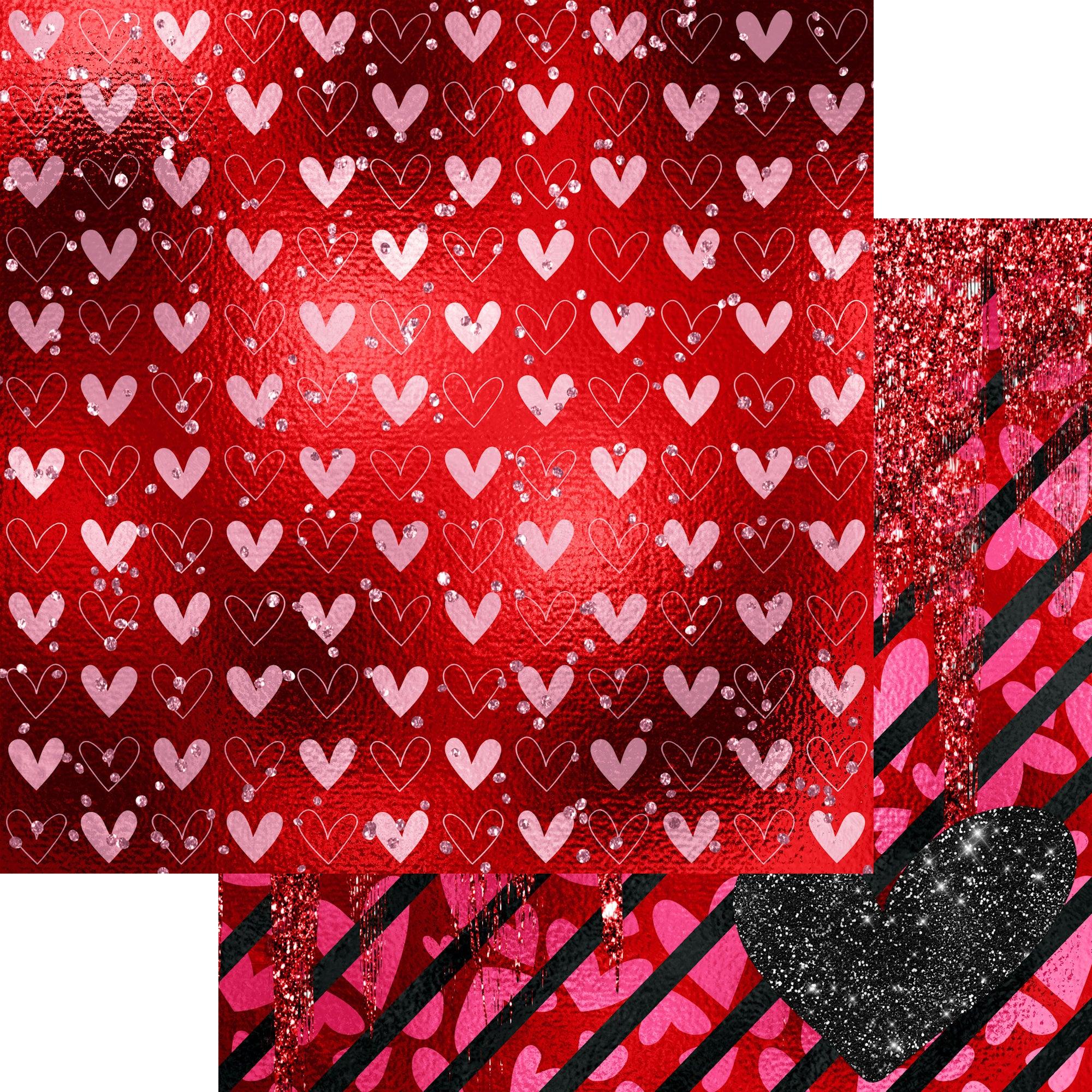Be Mine Valentine Collection Sassy Stripes 12 x 12 Double-Sided Scrapbook Paper by SSC Designs