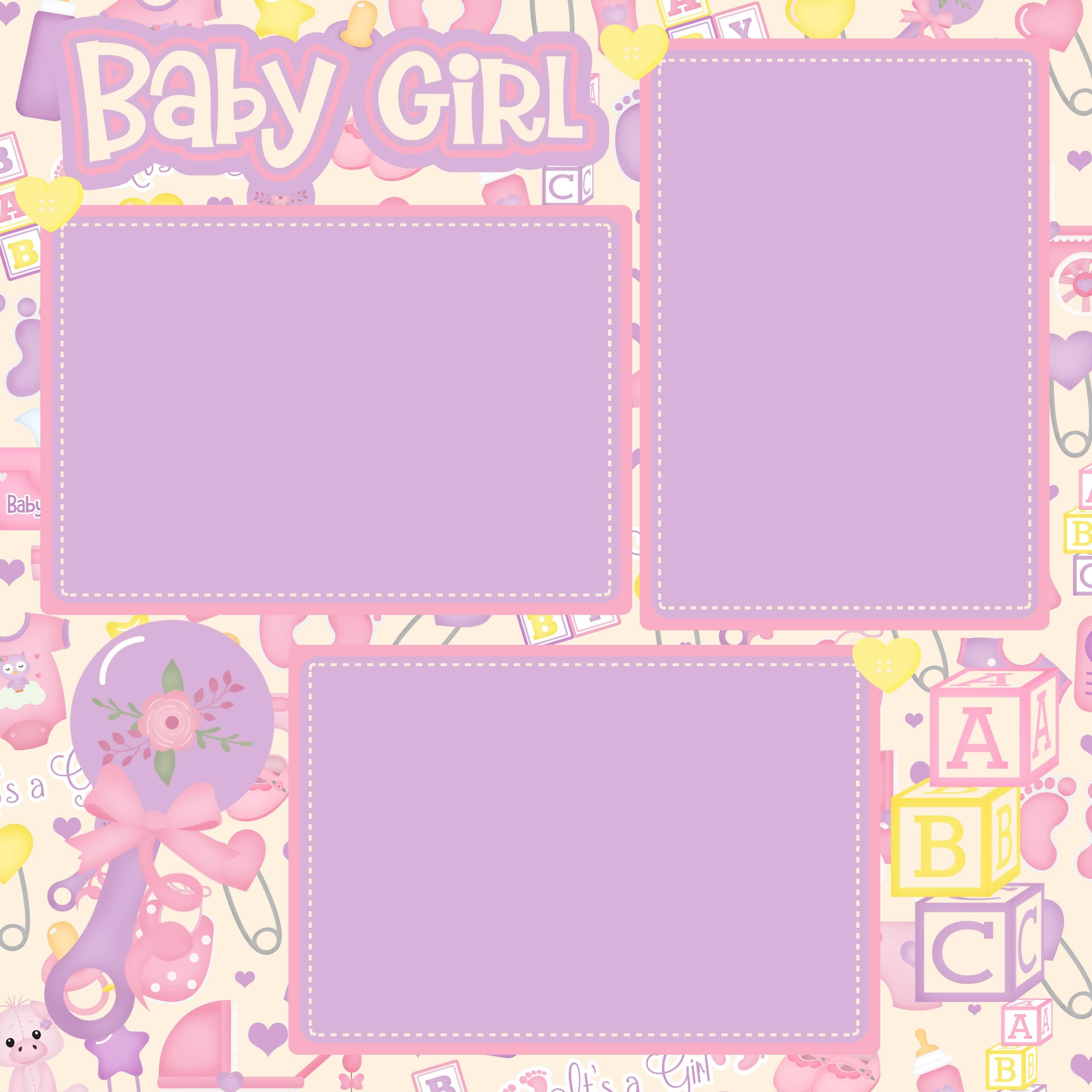 It's A Girl Collection Baby Girl (2) - 12 x 12 Premade, Printed Scrapbook Pages by SSC Designs - Scrapbook Supply Companies