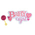 Baby Girl & Rattle Title & Icon Fully-Assembled 4 x 7 Laser Cut Scrapbook Embellishment by SSC Laser Designs