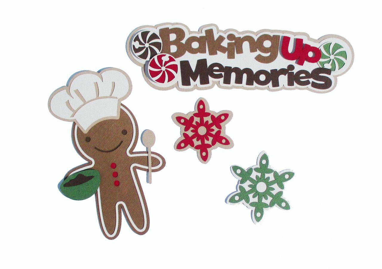 Baking Up Memories 2.5 x 7.5 Title with 6" Gingerbread Man & Cookies Fully-Assembled Laser Cut Scrapbook Embellishment by SSC Laser Designs