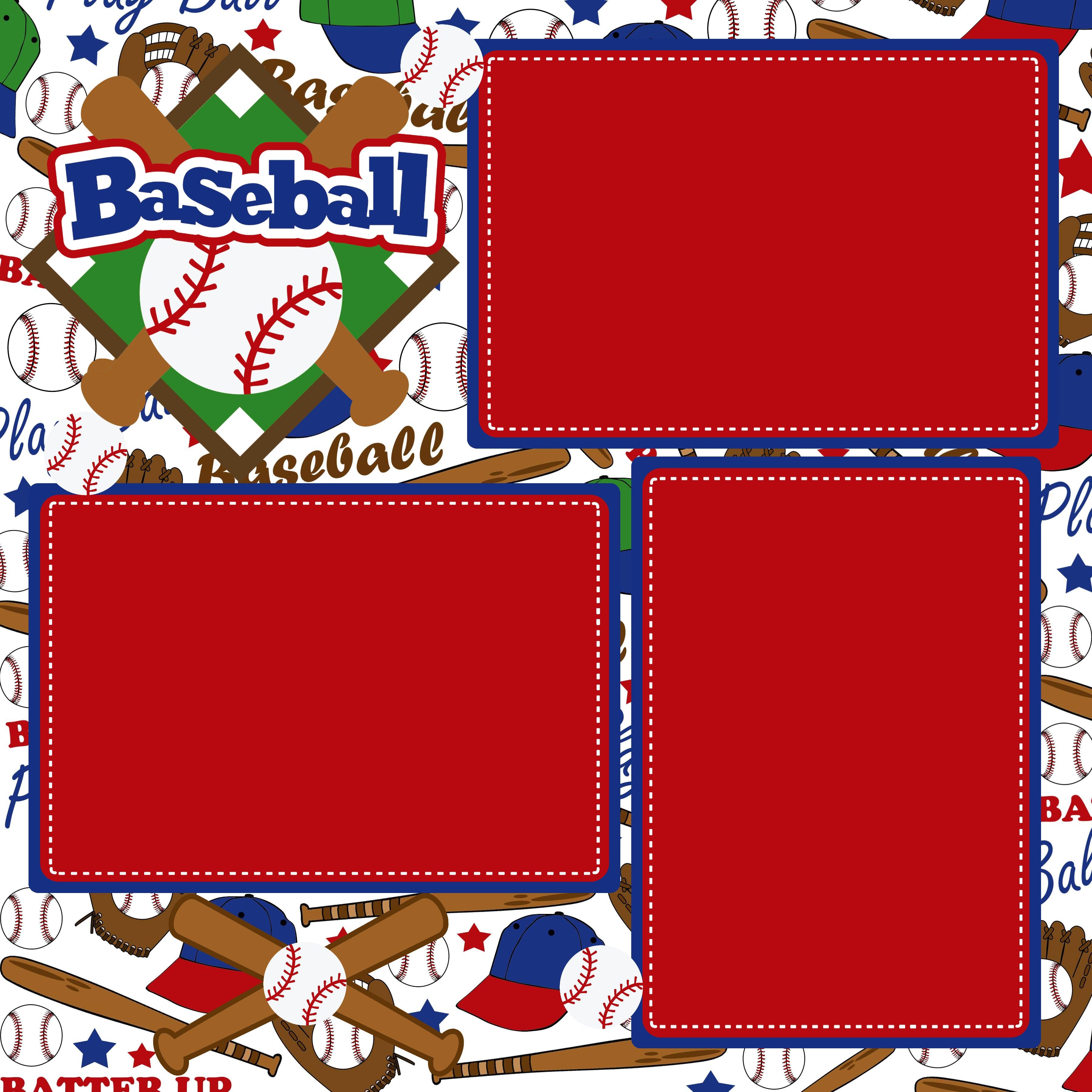 Baseball Home Run (2) - 12 x 12 Premade, Printed Scrapbook Pages by SSC Designs - Scrapbook Supply Companies