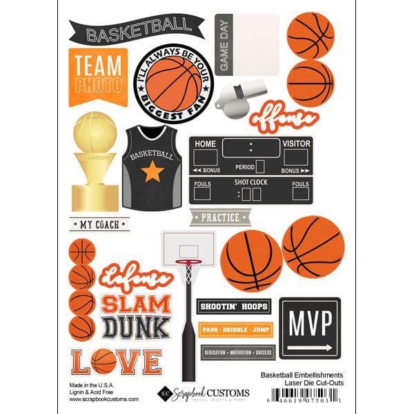 Sports Addict Collection Basketball 6 x 8 Laser Die Cuts by Scrapbook Customs - Scrapbook Supply Companies