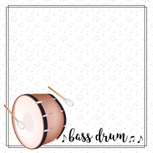 Musical Note Collection Bass Drum 12 x 12 Double-Sided Scrapbook Paper By Scrapbook Customs - Scrapbook Supply Companies