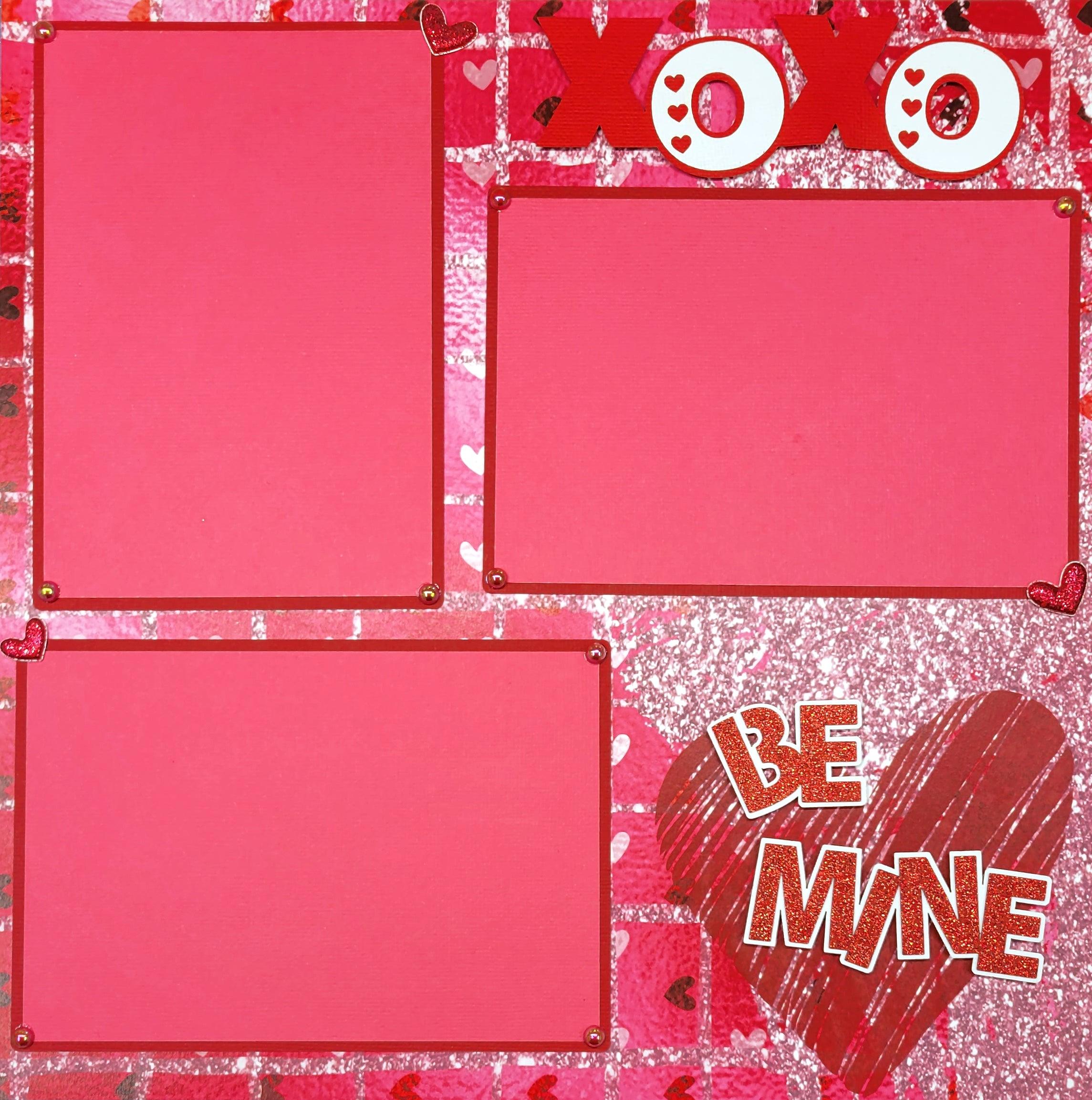 Be Mine Valentine with Shaker Heart Pre-Made, Hand-Embellished 2- 12 x 12 Scrapbook Page Premades by SSC Designs - Scrapbook Supply Companies