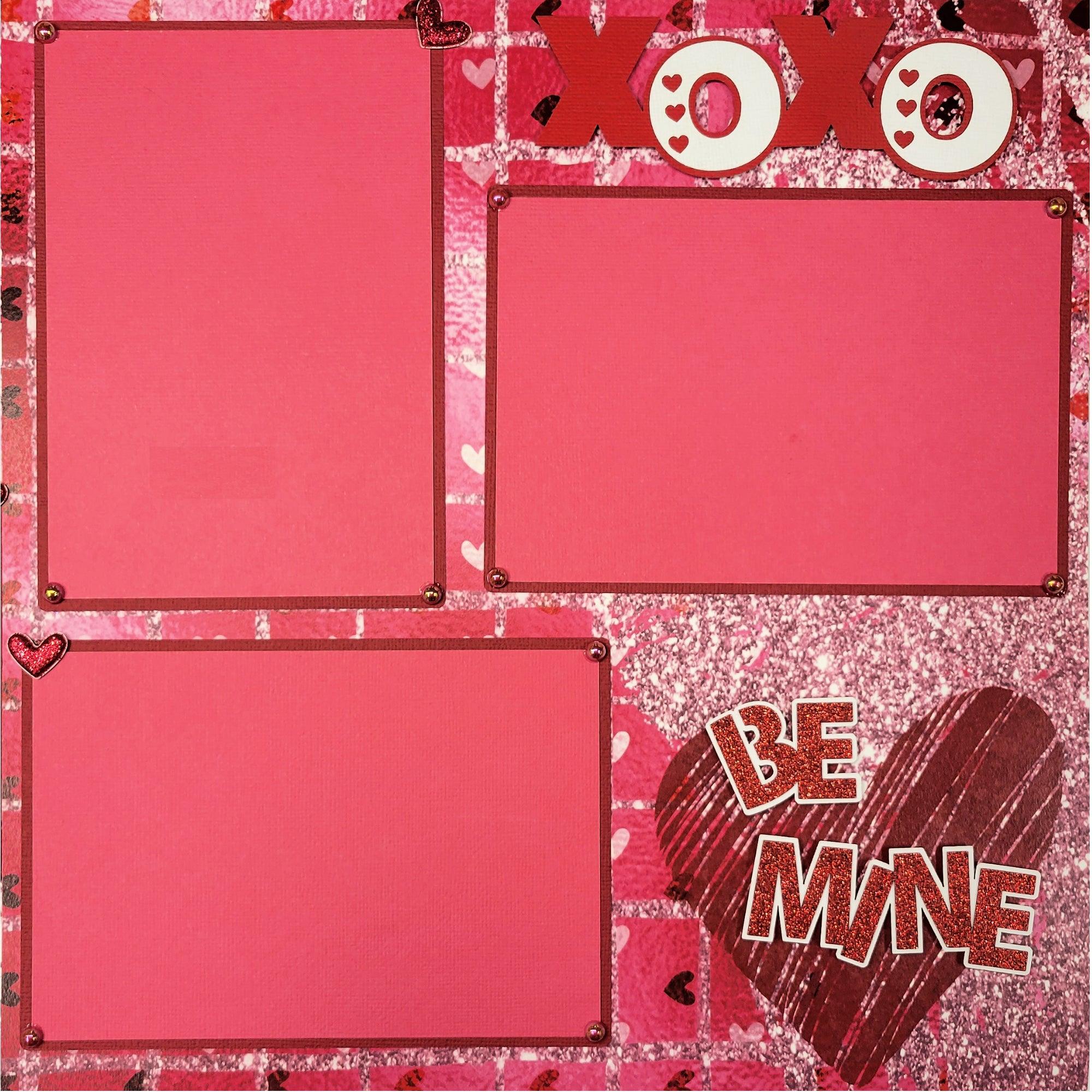 Be Mine Valentine with Shaker Heart Pre-Made, Hand-Embellished 2- 12 x 12 Scrapbook Page Premades by SSC Designs - Scrapbook Supply Companies