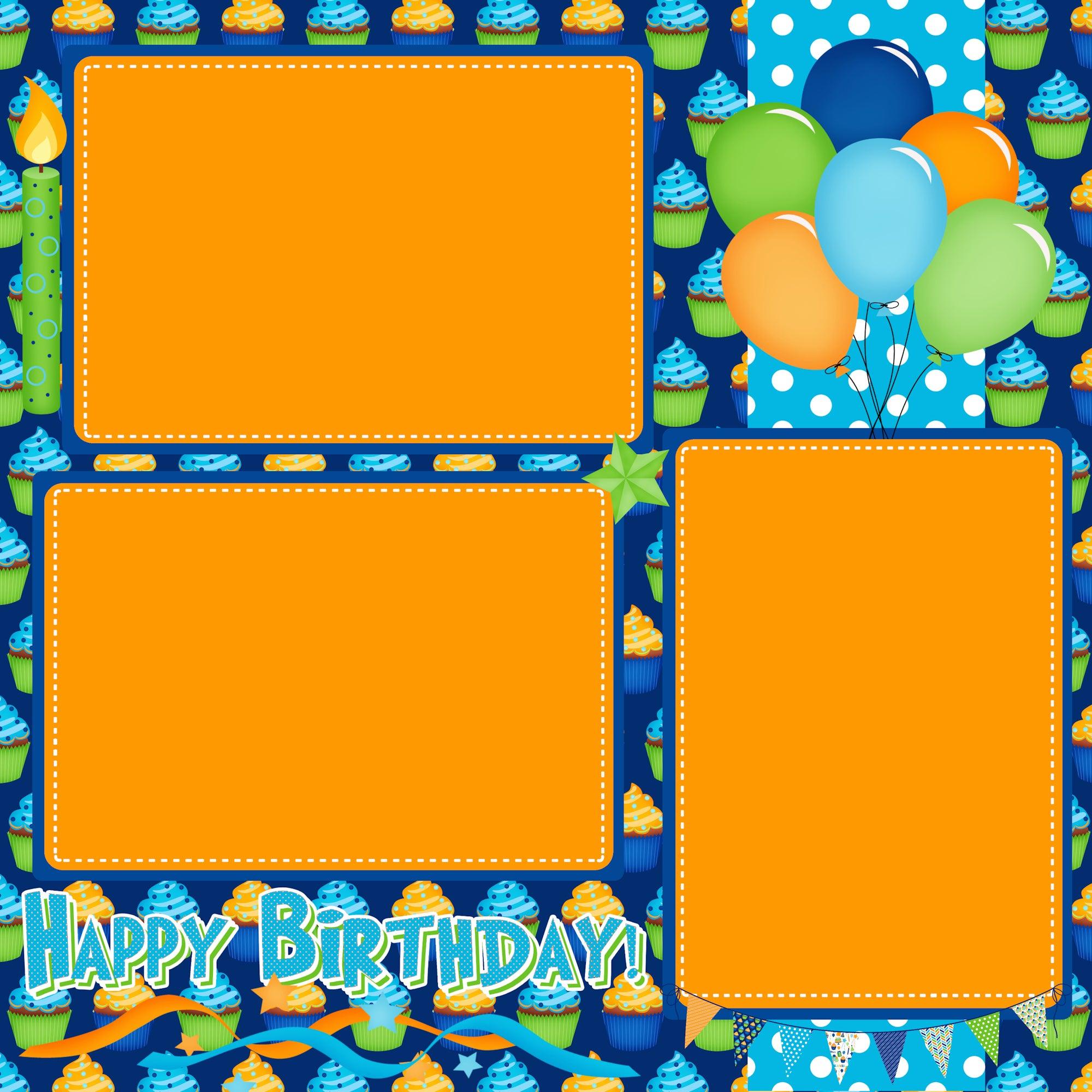 Birthday Collection Make A Wish (2) - 12 x 12 Premade, Printed Scrapbook Pages by SSC Designs - Scrapbook Supply Companies