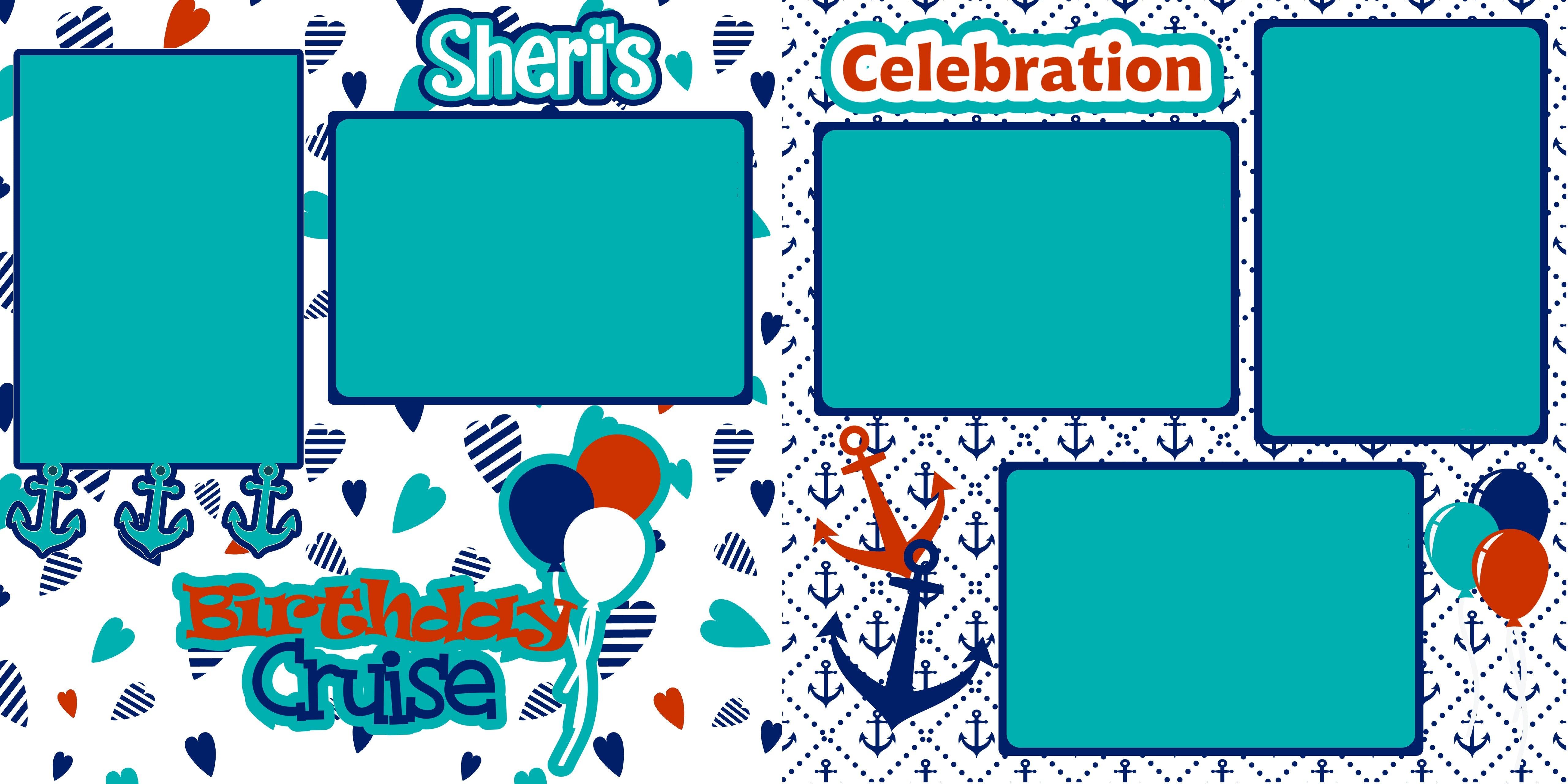 Birthday Cruise **CUSTOM** (2) - 12 x 12 Premade, Printed Scrapbook Pages by SSC Designs - Scrapbook Supply Companies