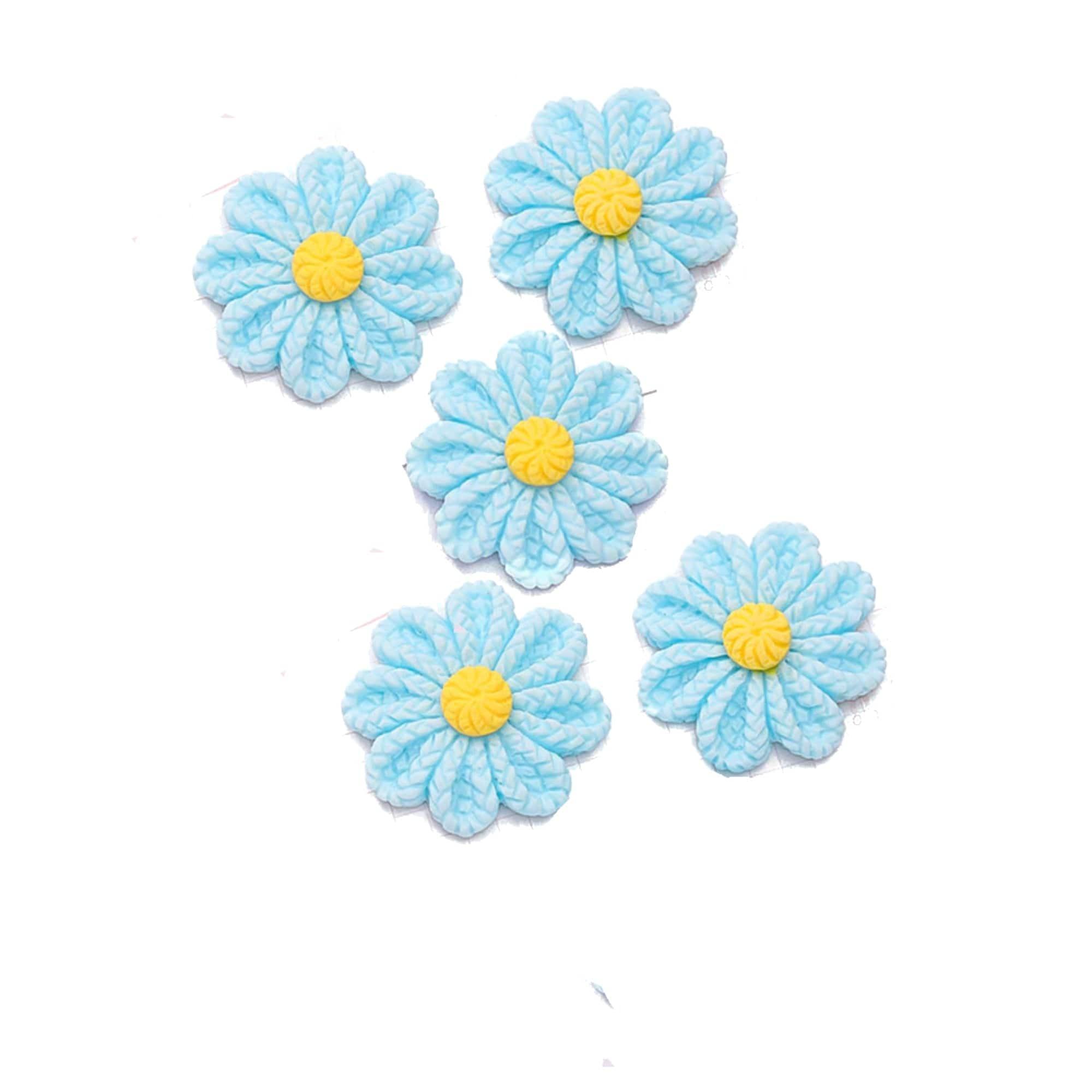 Flower Fun Collection Blue Flower Flatback Scrapbook Buttons by SSC Designs - Pkg. of 5 - Scrapbook Supply Companies