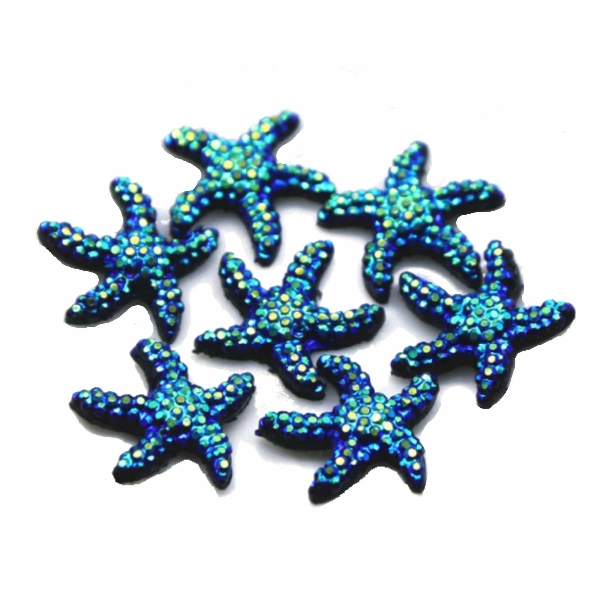 Peacock Blue Sea Stars Resin Flatback Scrapbook Embellishments by SSC Designs - 10 pieces - Scrapbook Supply Companies