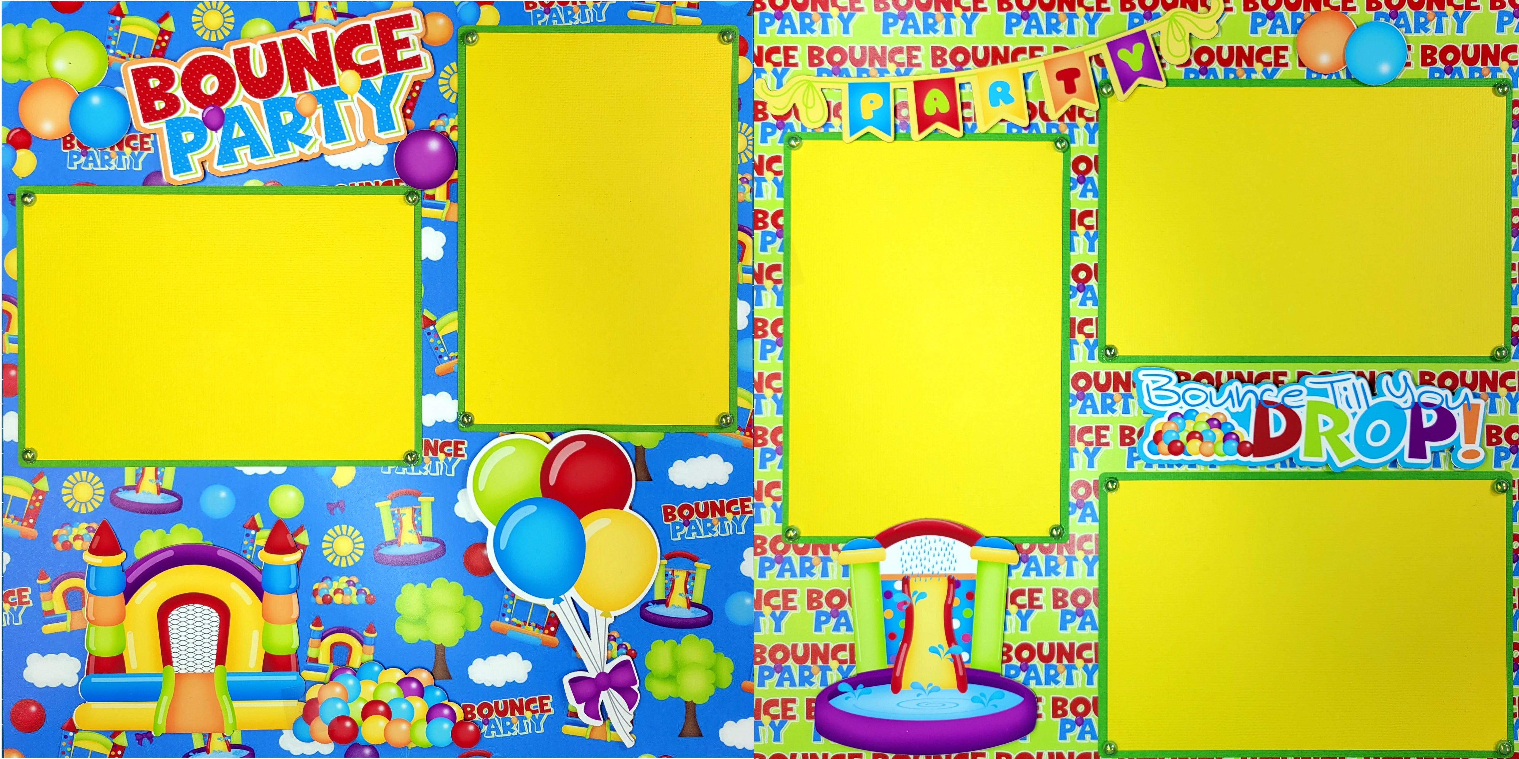 Bounce House Party Premade, Hand- Embellished 2 - 12 x 12 Scrapbook Page Premade by SSC Designs