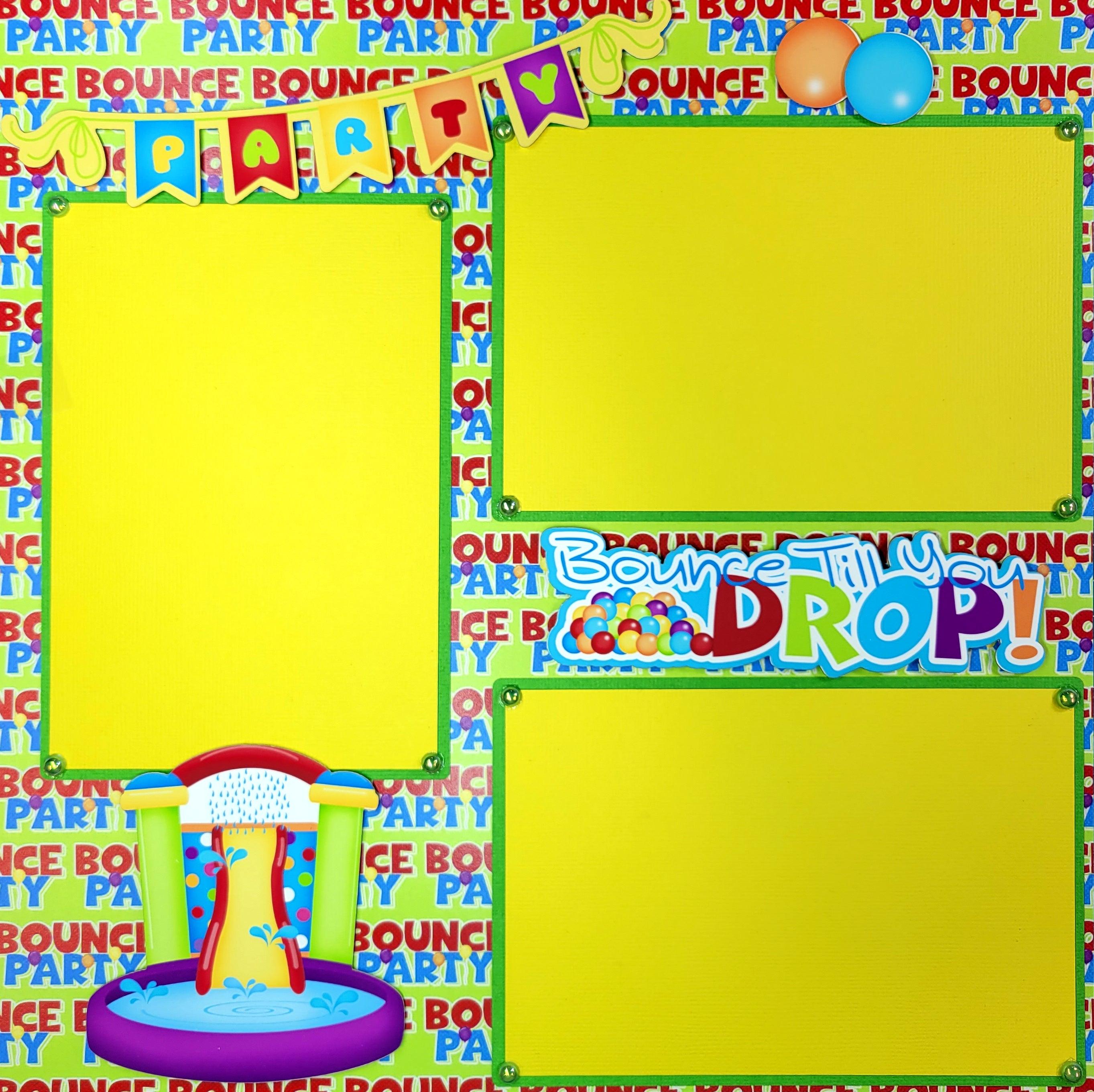 Bounce House Party Premade, Hand- Embellished 2 - 12 x 12 Scrapbook Page Premade by SSC Designs - Scrapbook Supply Companies