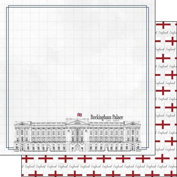 Travel Adventure Collection Buckingham Palace 12 x 12 Double-Sided Scrapbook Paper by Scrapbook Customs - Scrapbook Supply Companies