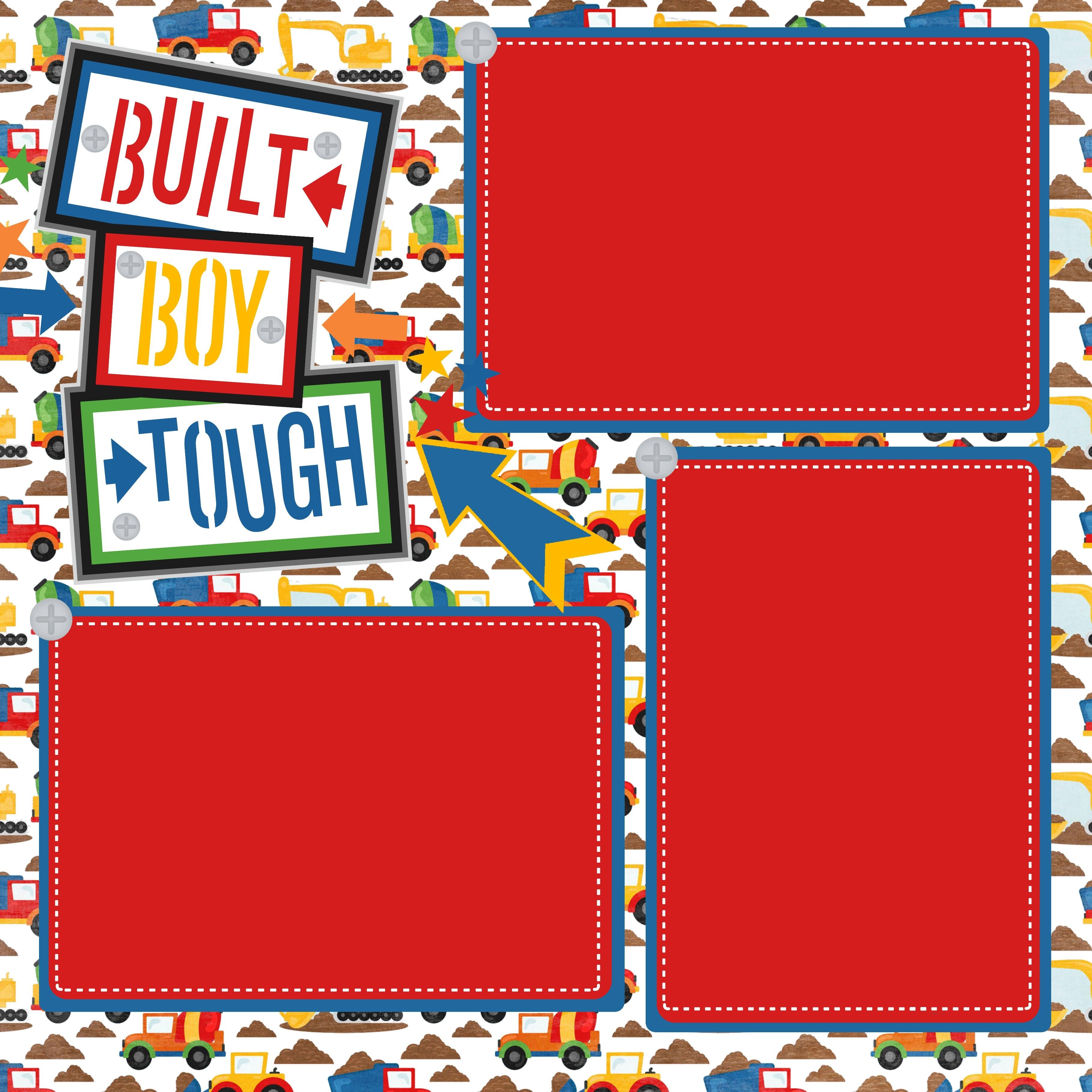 Built Boy Tough Dump Truck (2) - 12 x 12 Premade, Printed Scrapbook Pages by SSC Designs - Scrapbook Supply Companies