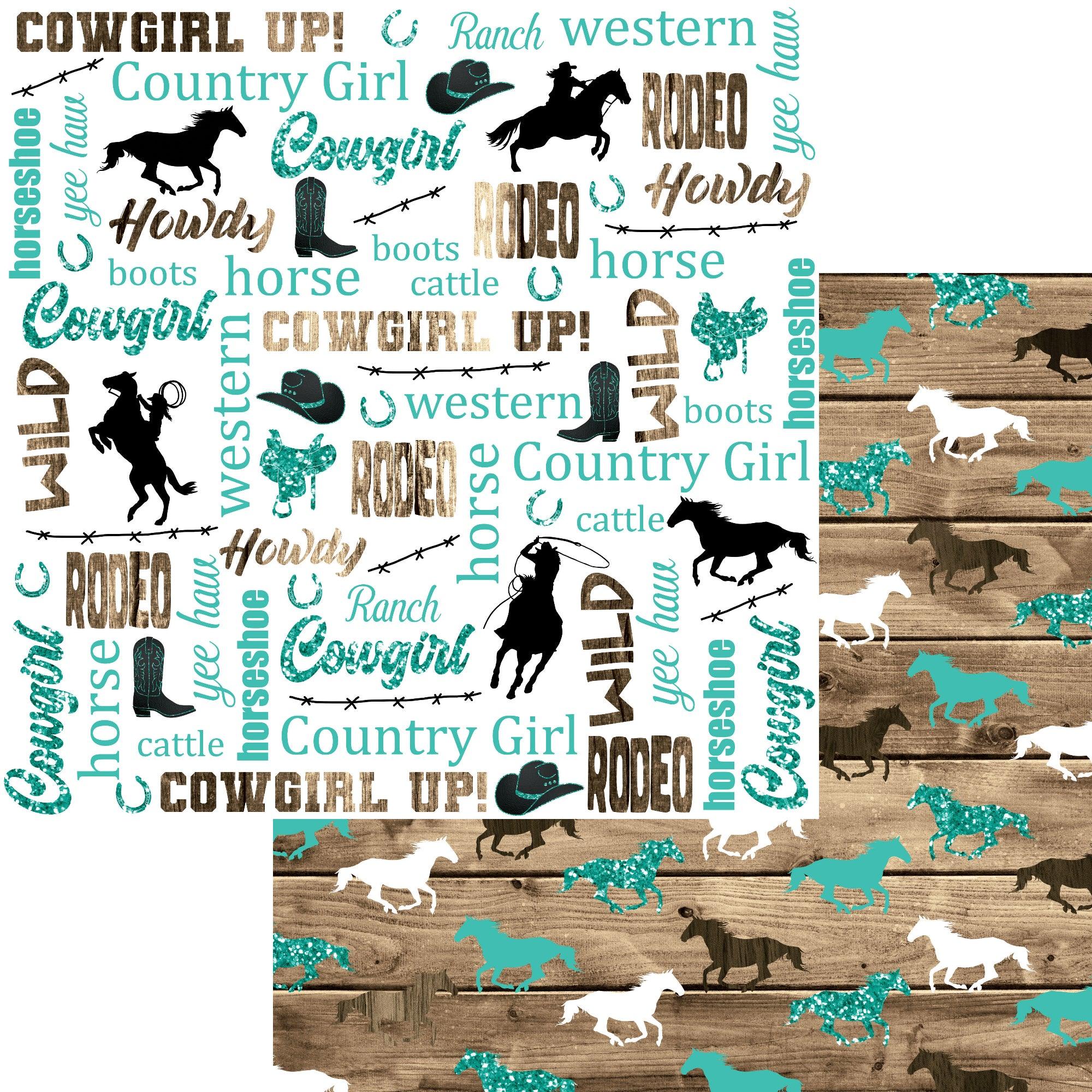 Cowgirls Collection Wild Horses 12 x 12 Double-Sided Scrapbook Paper by SSC Designs