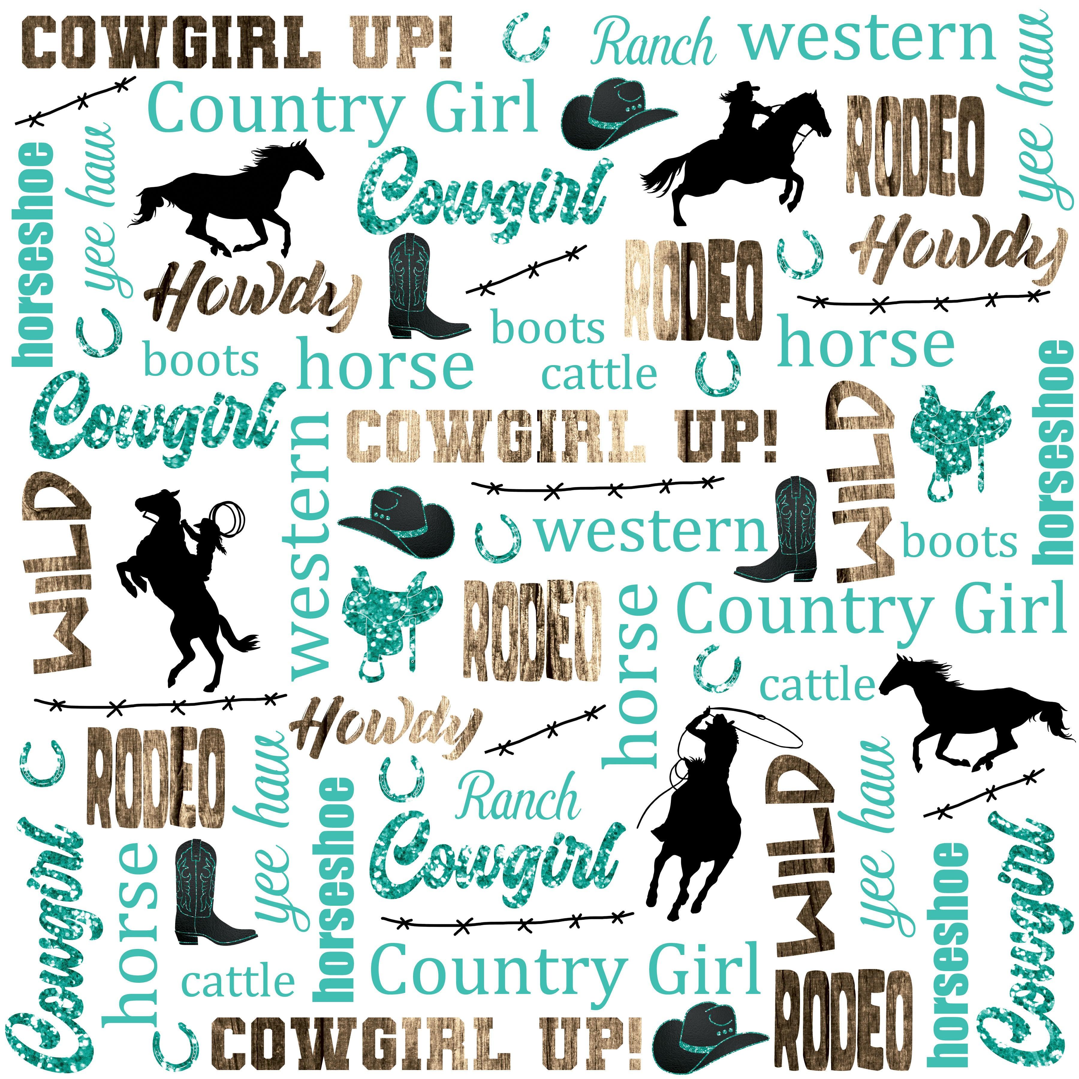 Cowgirls Collection Wild Horses 12 x 12 Double-Sided Scrapbook Paper by SSC Designs