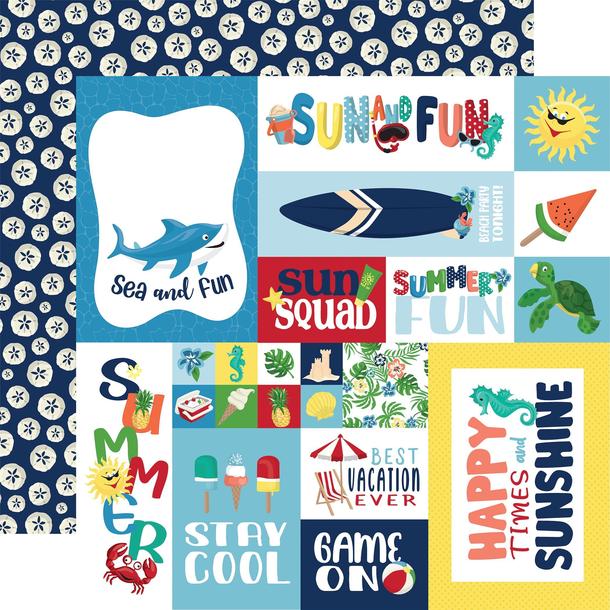 Beach Party Collection Multi Journaling Cards 12 x 12 Double-Sided Scrapbook Paper by Carta Bella