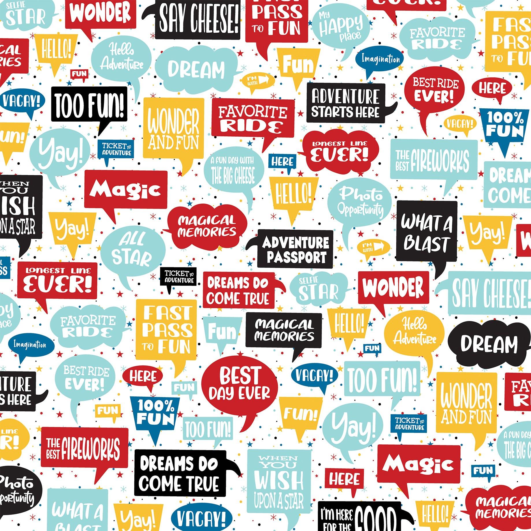 Believe In Magic Collection Fun Day Phrases 12 x 12 Double-Sided Scrapbook Paper by Carta Bella - Scrapbook Supply Companies