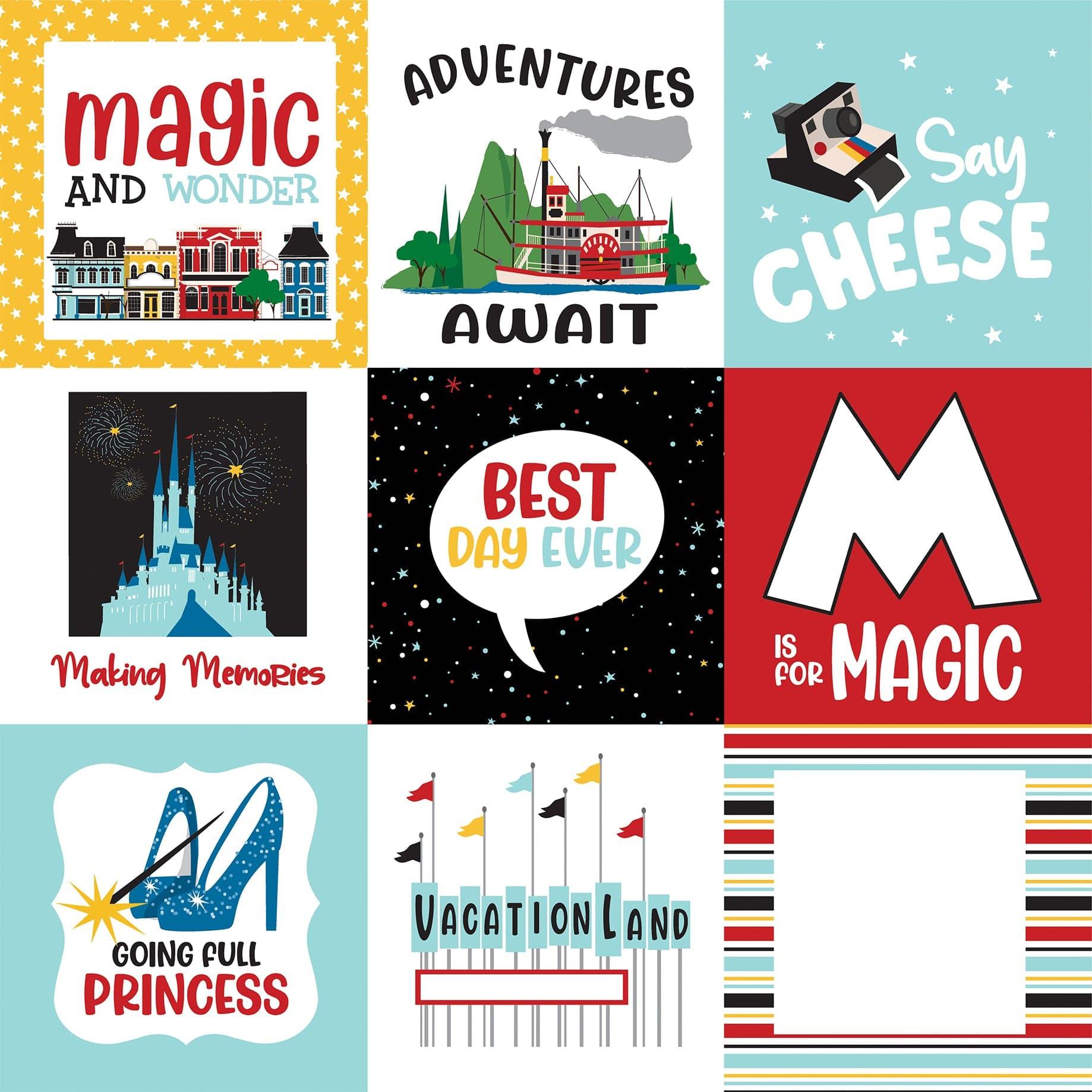Believe In Magic Collection 4x4 Journaling Cards 12 x 12 Double-Sided Scrapbook Paper by Carta Bella - Scrapbook Supply Companies