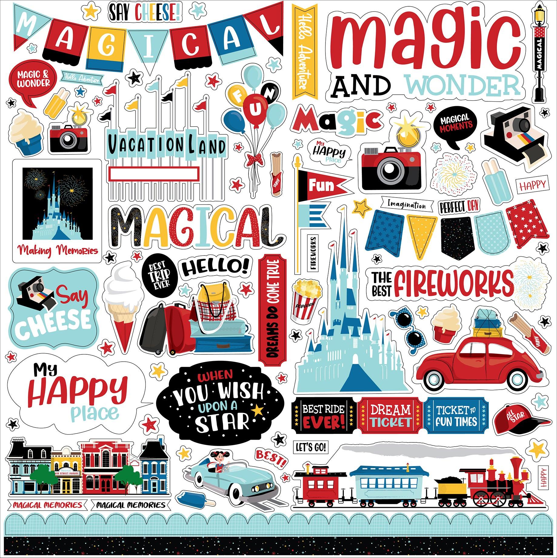 Believe In Magic Collection 12 x 12 Scrapbook Sticker Sheet by Carta Bella - Scrapbook Supply Companies