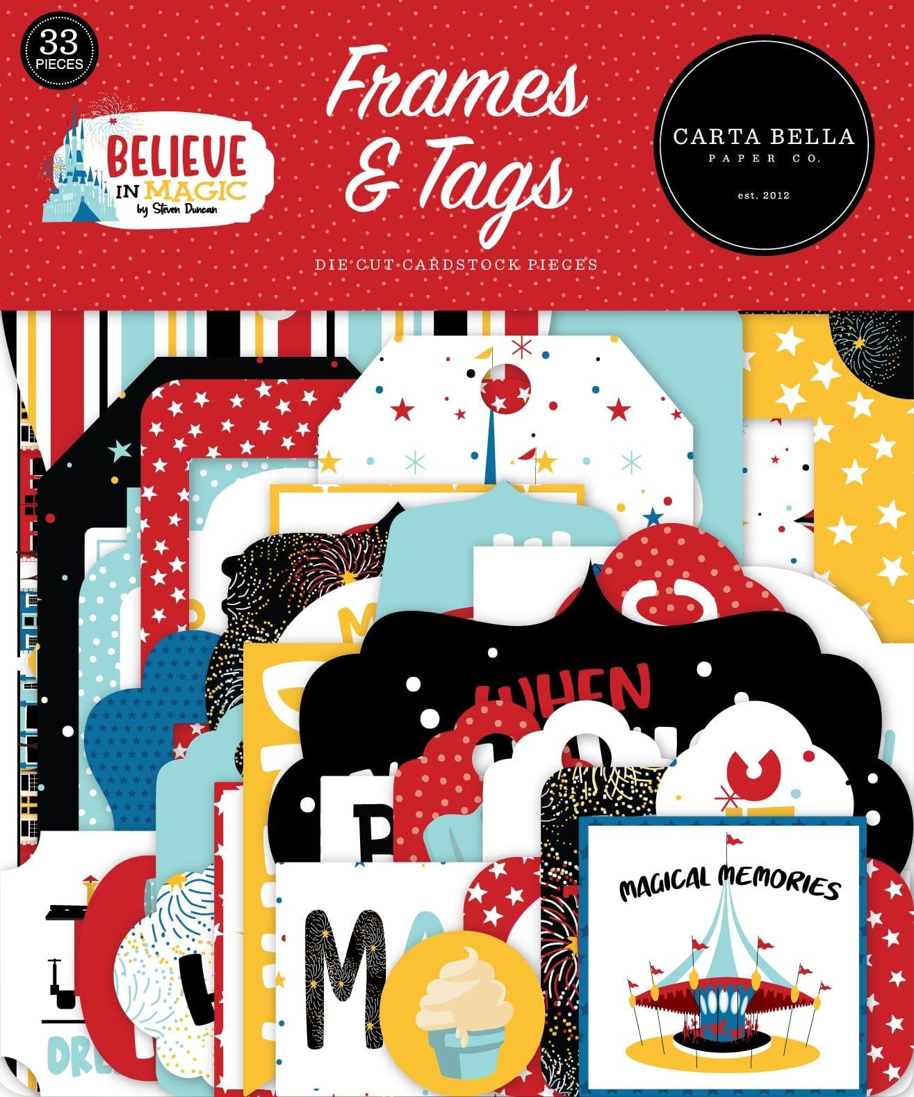 Believe In Magic Collection 5 x 5 Scrapbook Tags & Frames Die Cuts by Carta Bella - Scrapbook Supply Companies