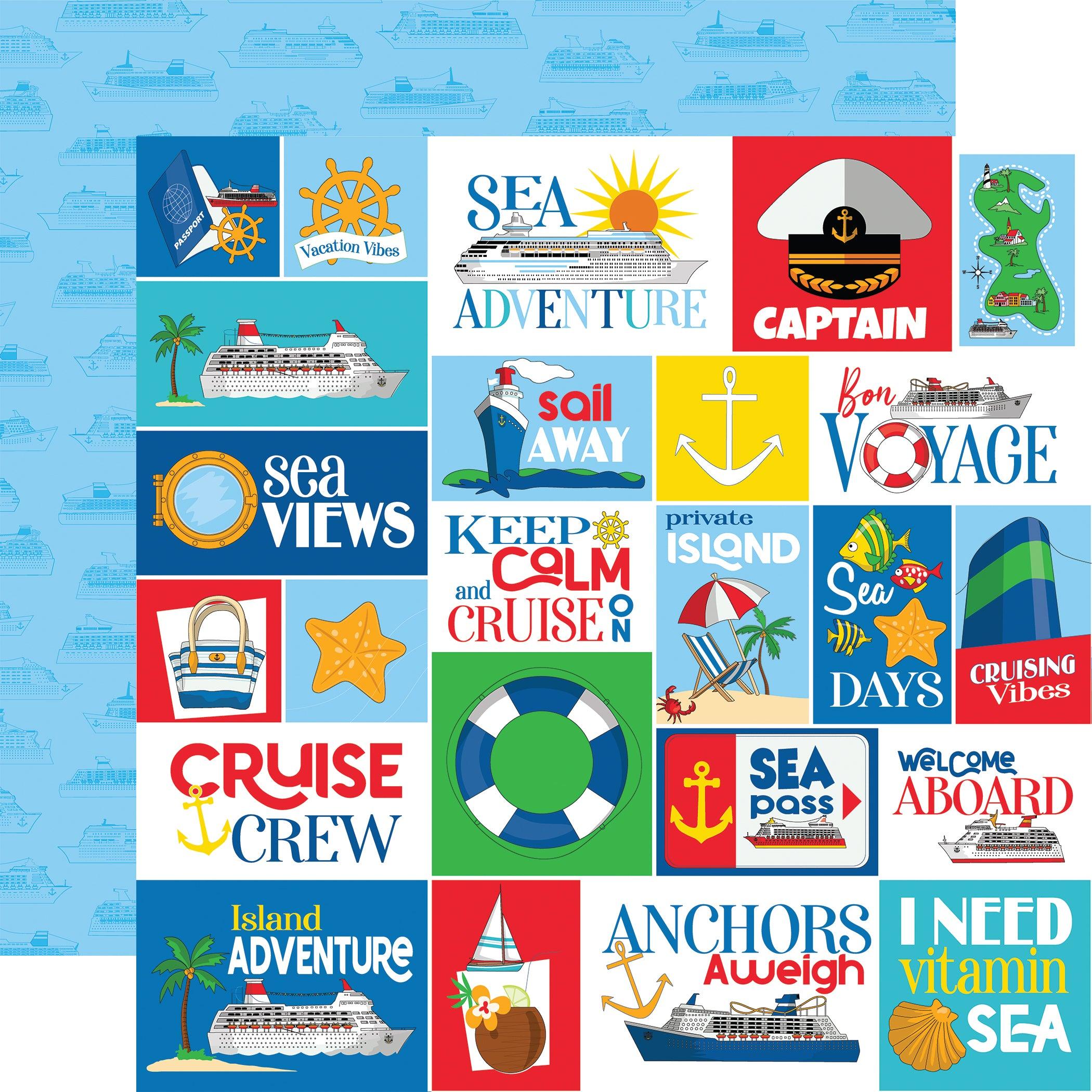 Bon Voyage Collection Journaling Cards 12 x 12 Double-Sided Scrapbook Paper by Carta Bella - Scrapbook Supply Companies