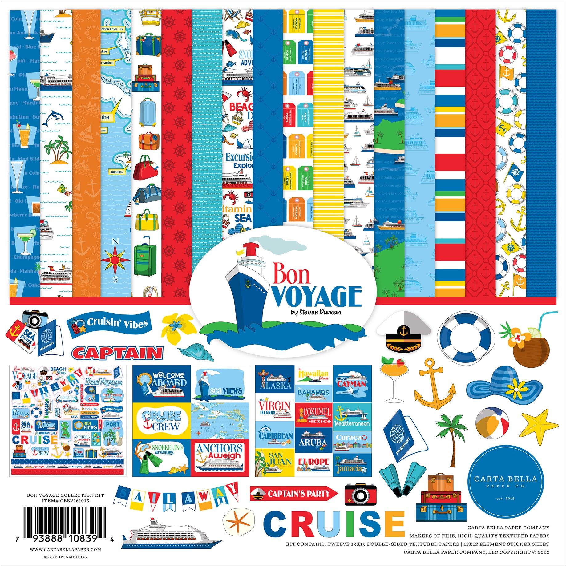Bon Voyage Collection 12 x 12 Scrapbook Paper & Sticker Pack by Carta Bella - Scrapbook Supply Companies