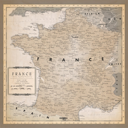 Cartography 1 & 2 Collection France Map 12 x 12 Double-Sided Scrapbook Paper by Carta Bella