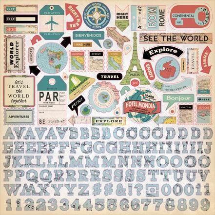 Cartography 1 & 2 Collection 12 x 12 Element Scrapbook Sticker by Echo Park Paper - Scrapbook Supply Companies