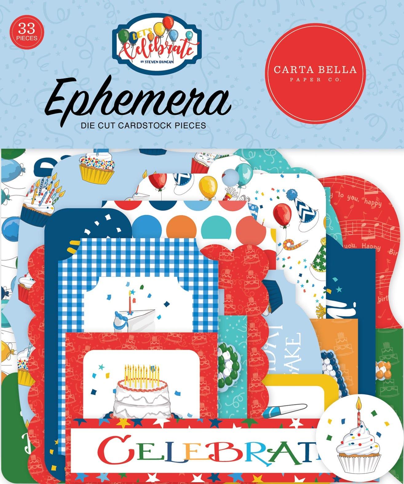 Let's Celebrate Collection 5 x 5 Ephemera Die Cut Scrapbook Embellishments by Carta Bella - Scrapbook Supply Companies