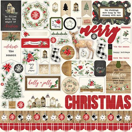 Christmas Collection Elements 12 x 12 Scrapbook Sticker Sheet by Carta Bella - Scrapbook Supply Companies