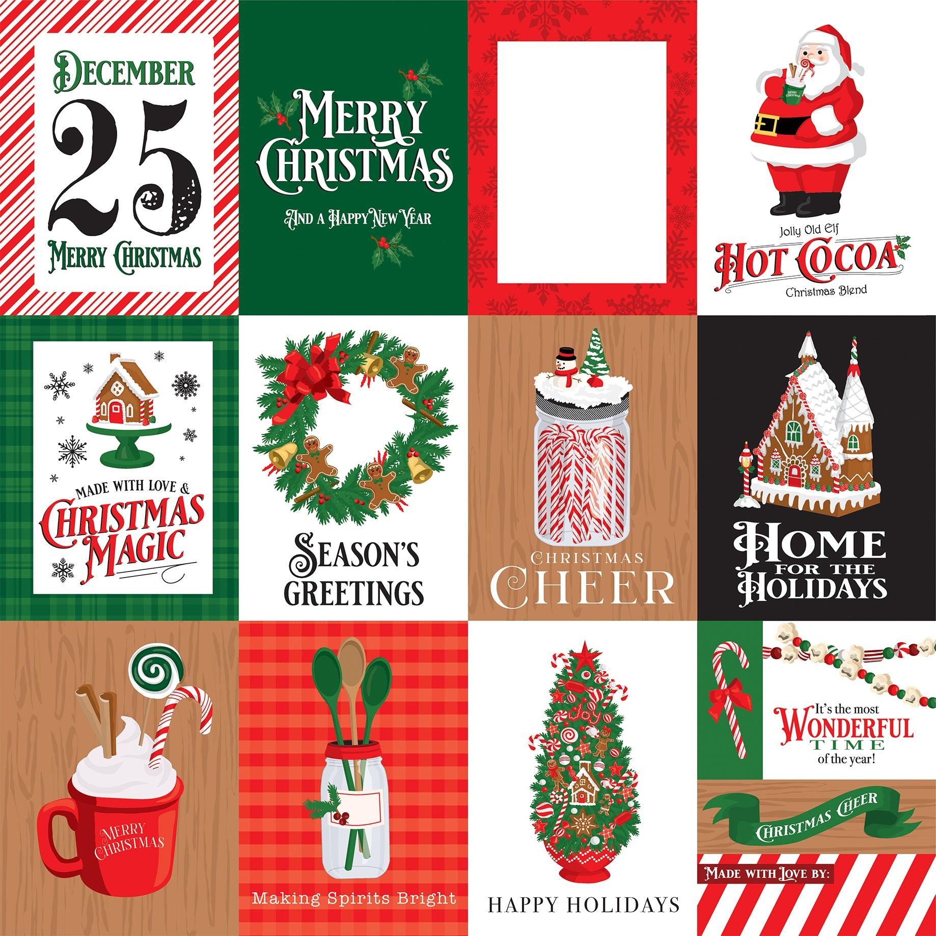 Christmas Cheer Collection 3 x 4 Journaling Cards 12 x 12 Double-Sided Scrapbook Paper by Carta Bella - Scrapbook Supply Companies