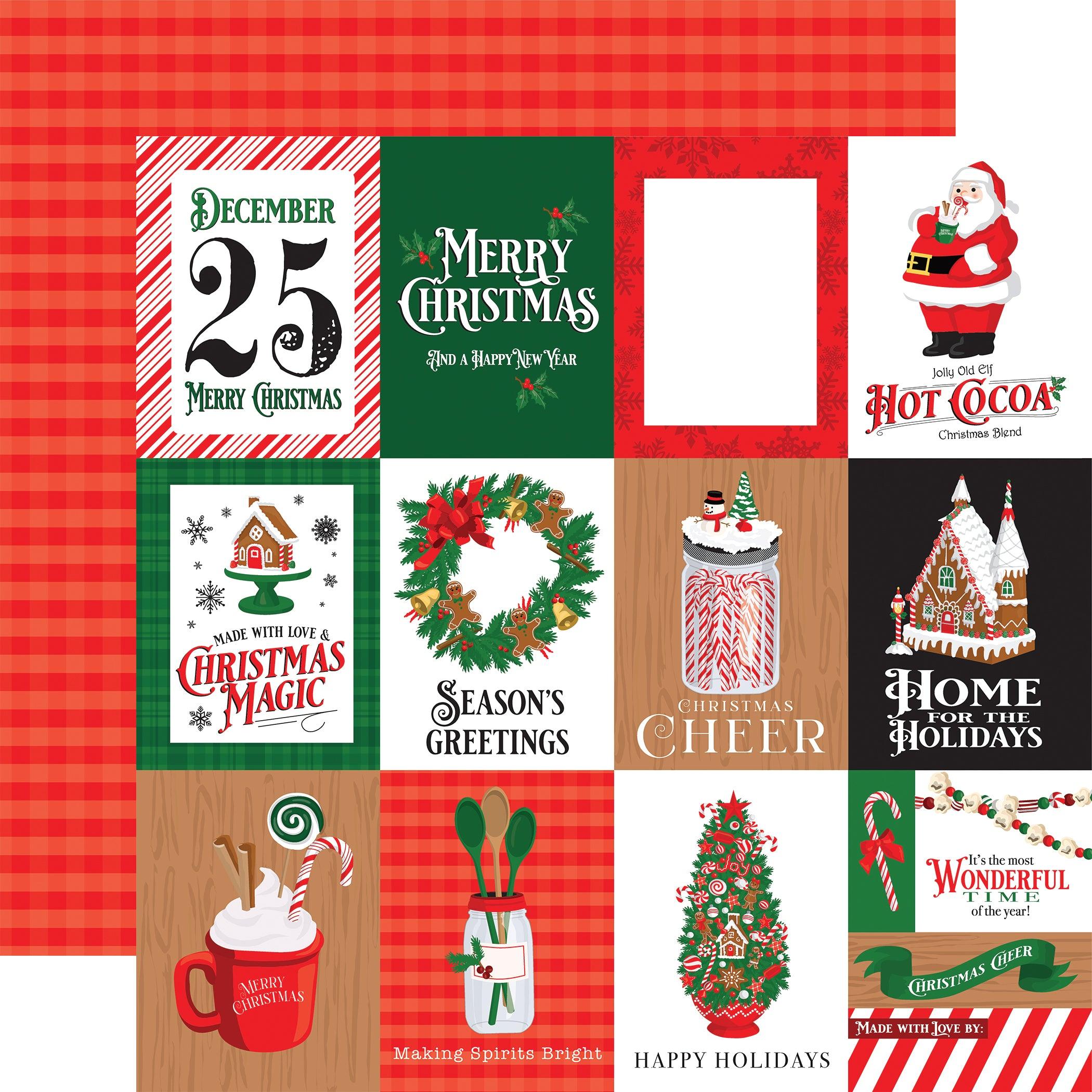 Christmas Cheer Collection 3x4 Journaling Cards 12 x 12 Double-Sided Scrapbook Paper by Carta Bella
