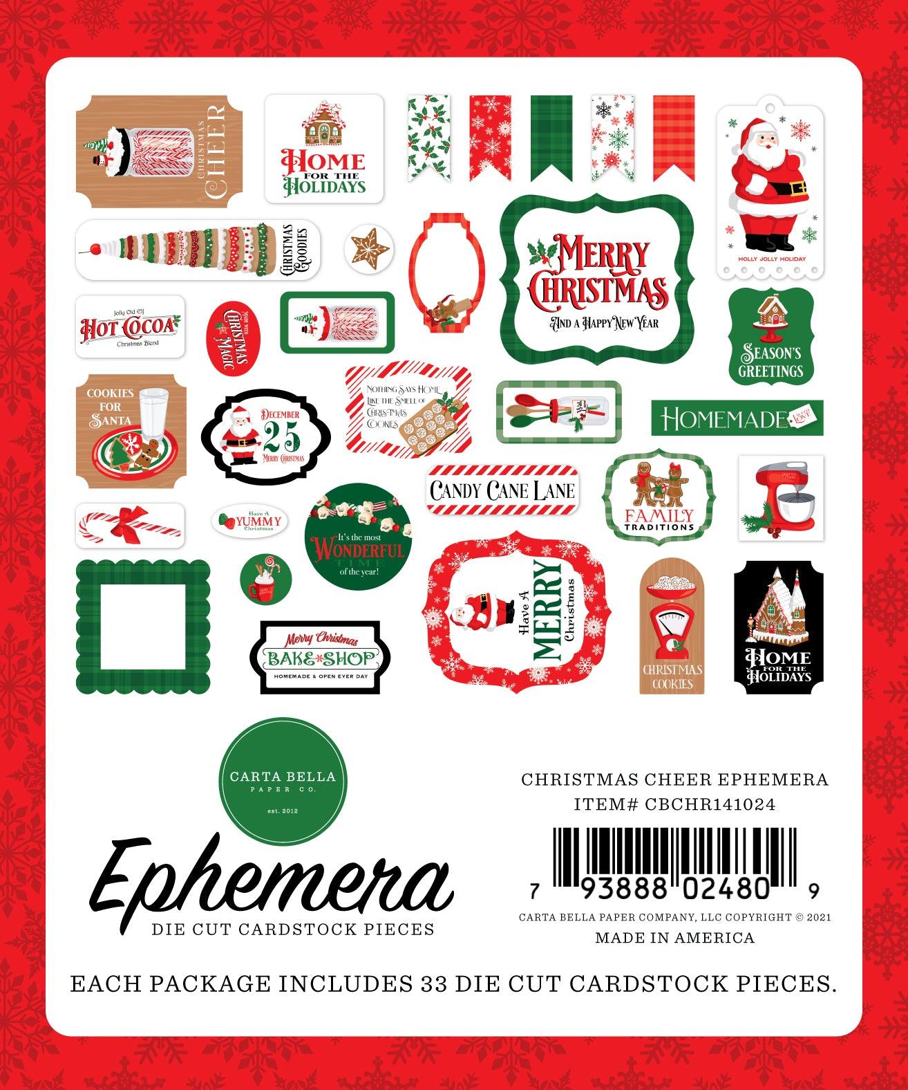 Christmas Cheer Collection 5 x 5 Scrapbook Ephemera Die Cuts by Carta Bella - Scrapbook Supply Companies