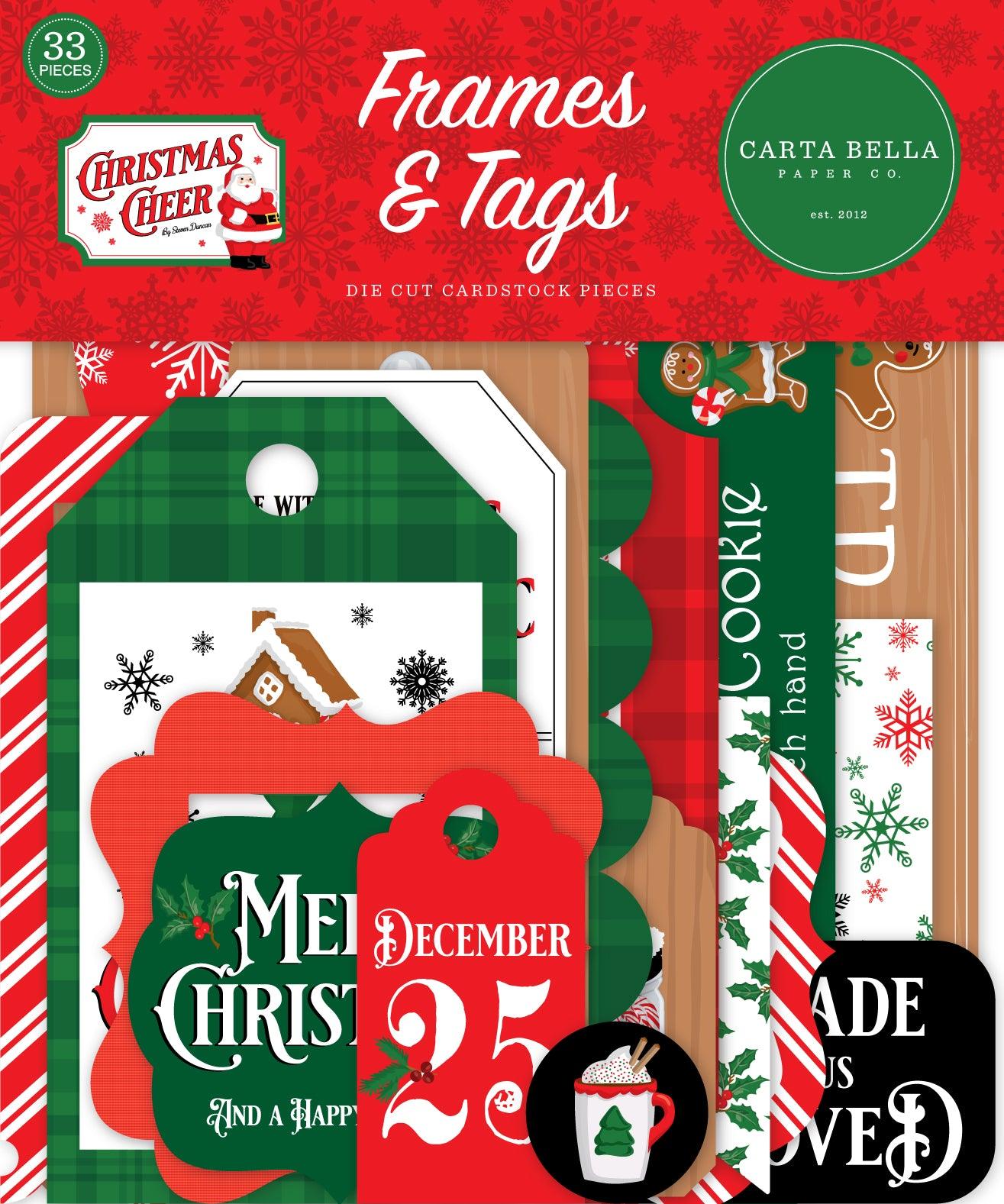 Christmas Cheer Collection 5 x 5 Scrapbook Tags & Frames Die Cuts by Carta Bella - Scrapbook Supply Companies