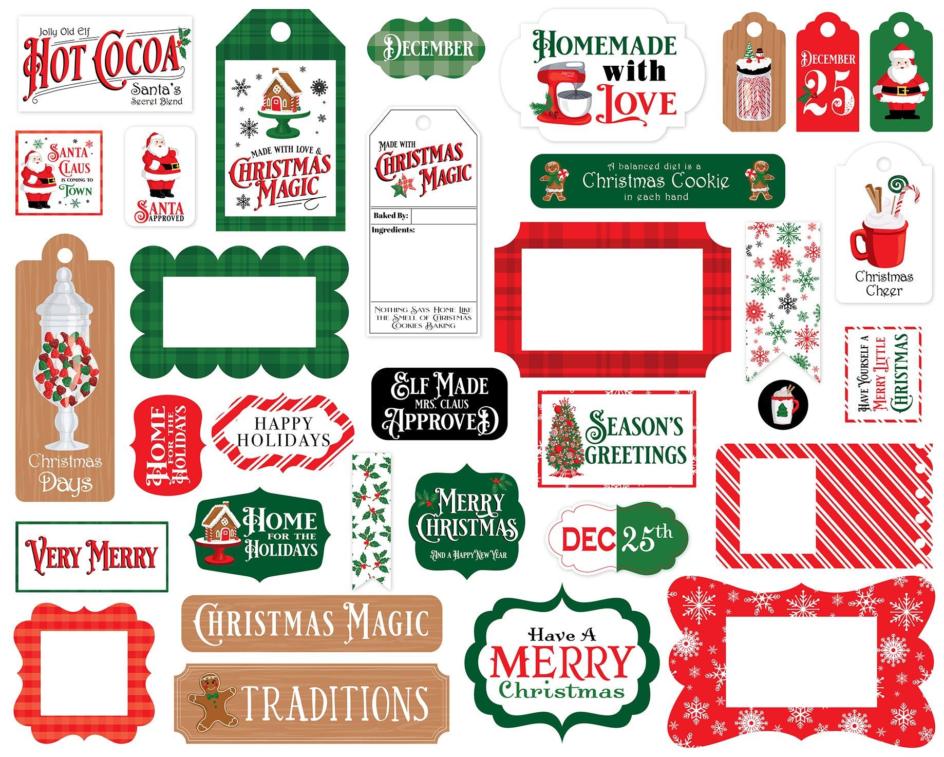 Christmas Cheer Collection 5 x 5 Scrapbook Tags & Frames Die Cuts by Carta Bella - Scrapbook Supply Companies