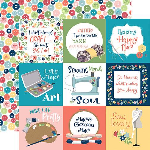 Craft & Create Collection 4x4 Journaling Cards 12 x 12 Double-Sided Scrapbook Paper by Carta Bella