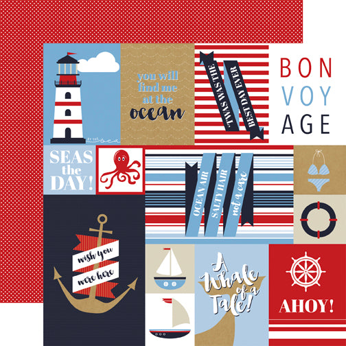 Deep Blue Sea Collection Journaling Cards 12 x 12 Double-Sided Scrapbook Paper by Carta Bella