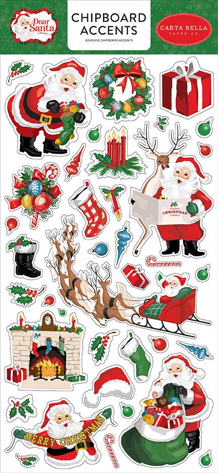 Dear Santa Collection 6 x 12 Chipboard Accents Scrapbook Embellishments by Carta Bella - Scrapbook Supply Companies