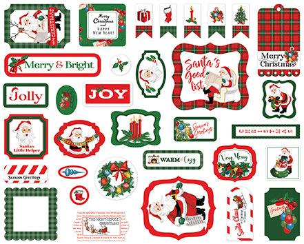 Dear Santa Collection 5 x 5 Ephemera Die Cut Scrapbook Embellishments by Carta Bella - Scrapbook Supply Companies