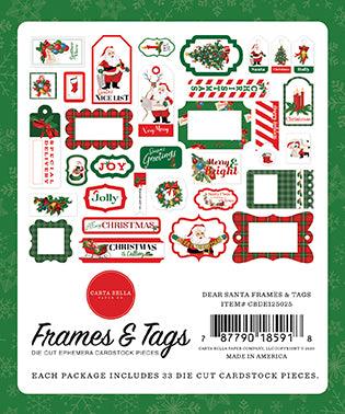 Dear Santa Collection 5 x 5 Frames & Tags Die Cut Scrapbook Embellishments by Carta Bella - Scrapbook Supply Companies
