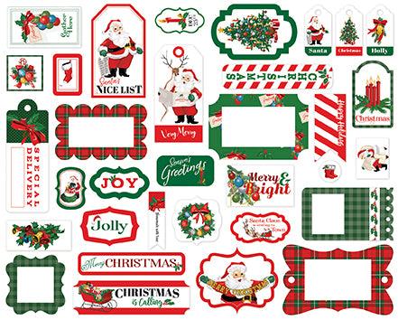 Dear Santa Collection 5 x 5 Frames & Tags Die Cut Scrapbook Embellishments by Carta Bella - Scrapbook Supply Companies