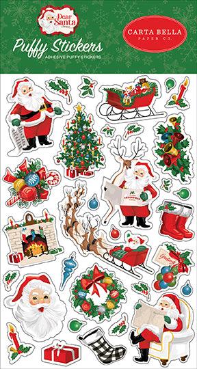 Dear Santa Collection 4 x 7 Puffy Stickers Scrapbook Embellishments by Carta Bella - Scrapbook Supply Companies
