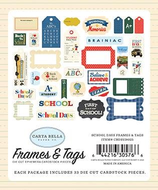 School Days Collection 5 x 5 Frames & Tags Die Cut Scrapbook Embellishments by Carta Bella - Scrapbook Supply Companies